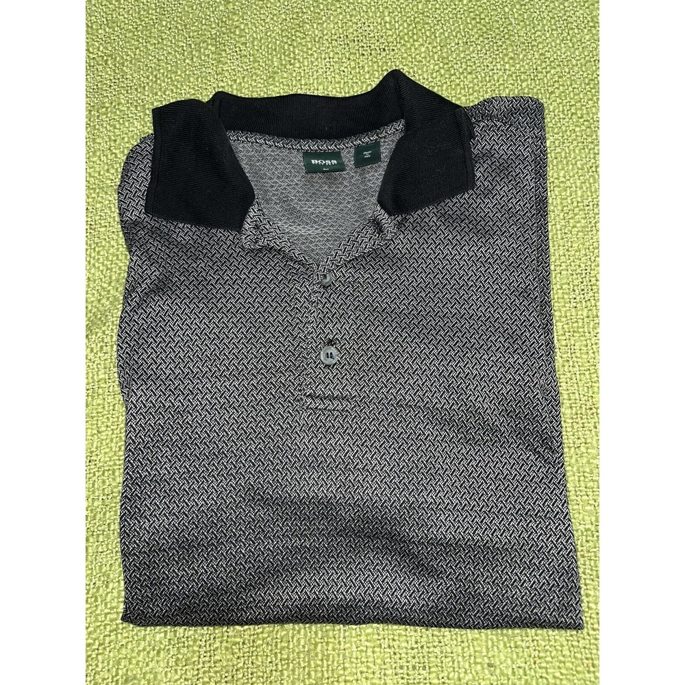 Hugo Boss Golf Polo , black Geometric , large , cotton‎